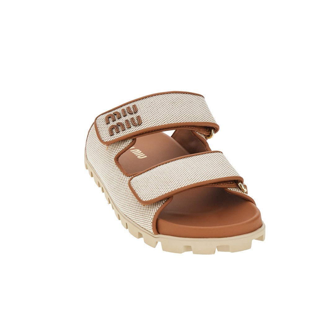 Canvas double-strap sandals