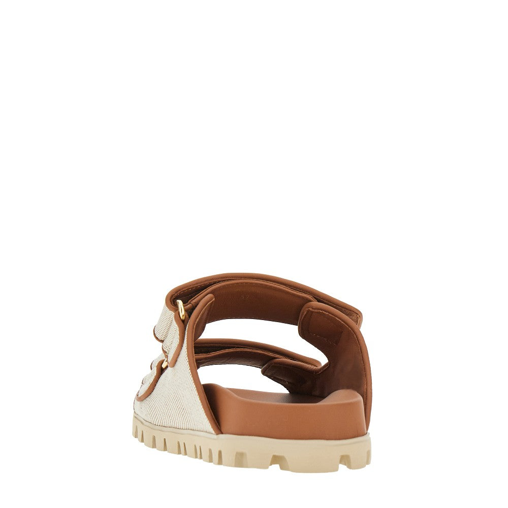 Canvas double-strap sandals