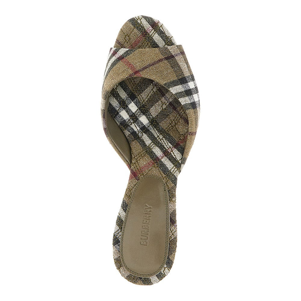 Mules 'Mews' in misto lino Check