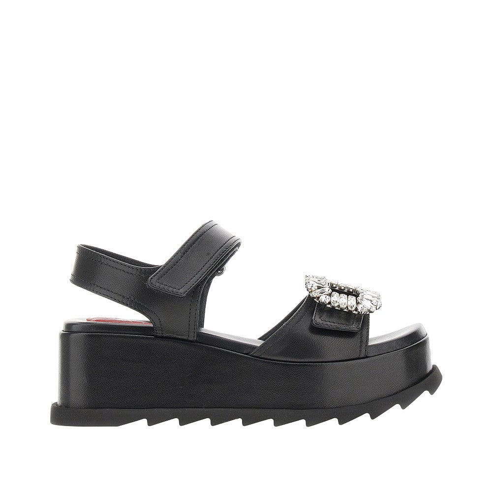 Sandali Slidy Viv in nappa con zeppa