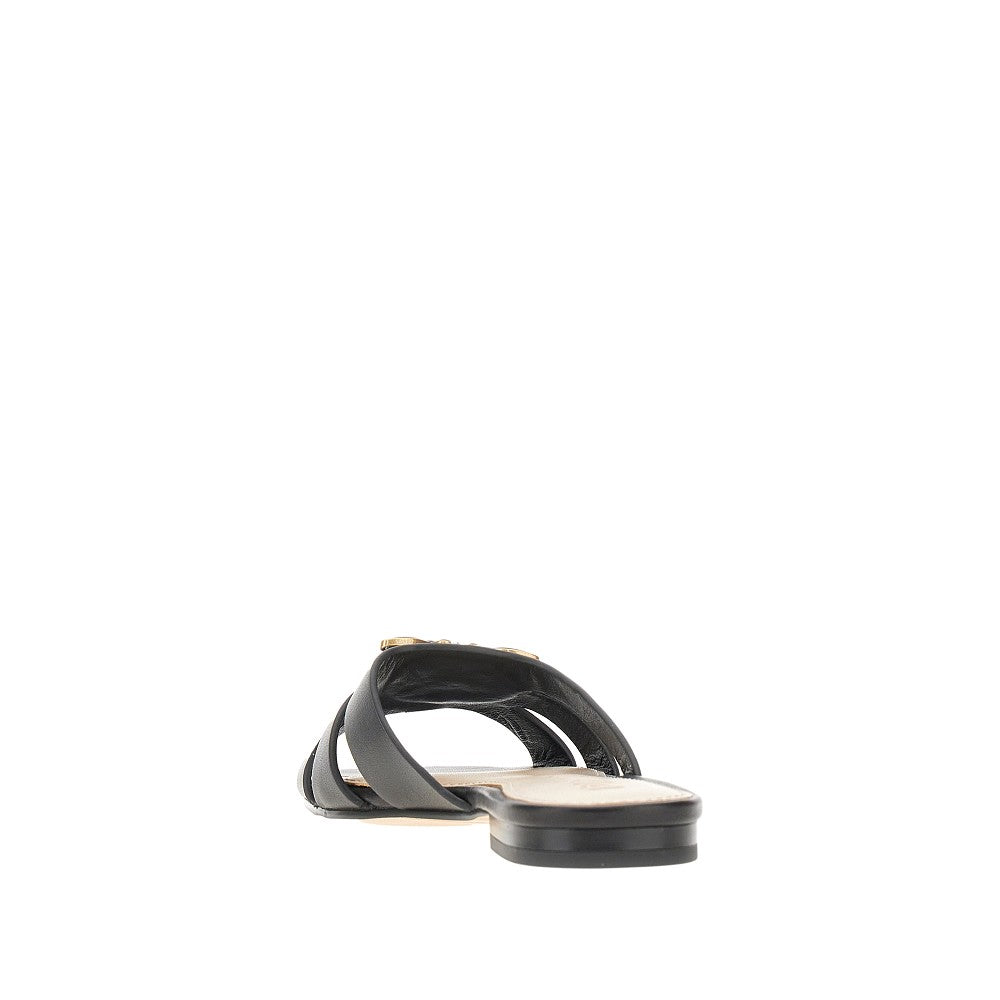 'Love Birds' nappa leather slides