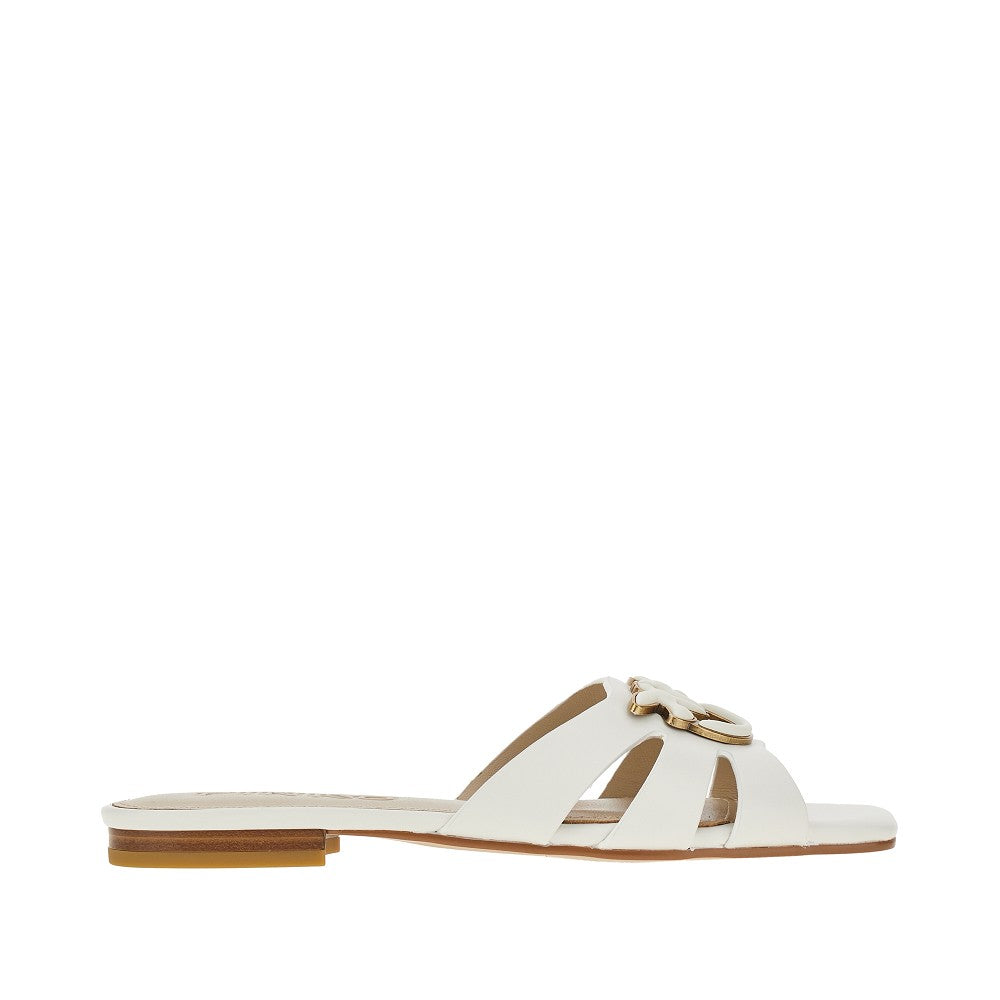 'Love Birds' nappa leather slides