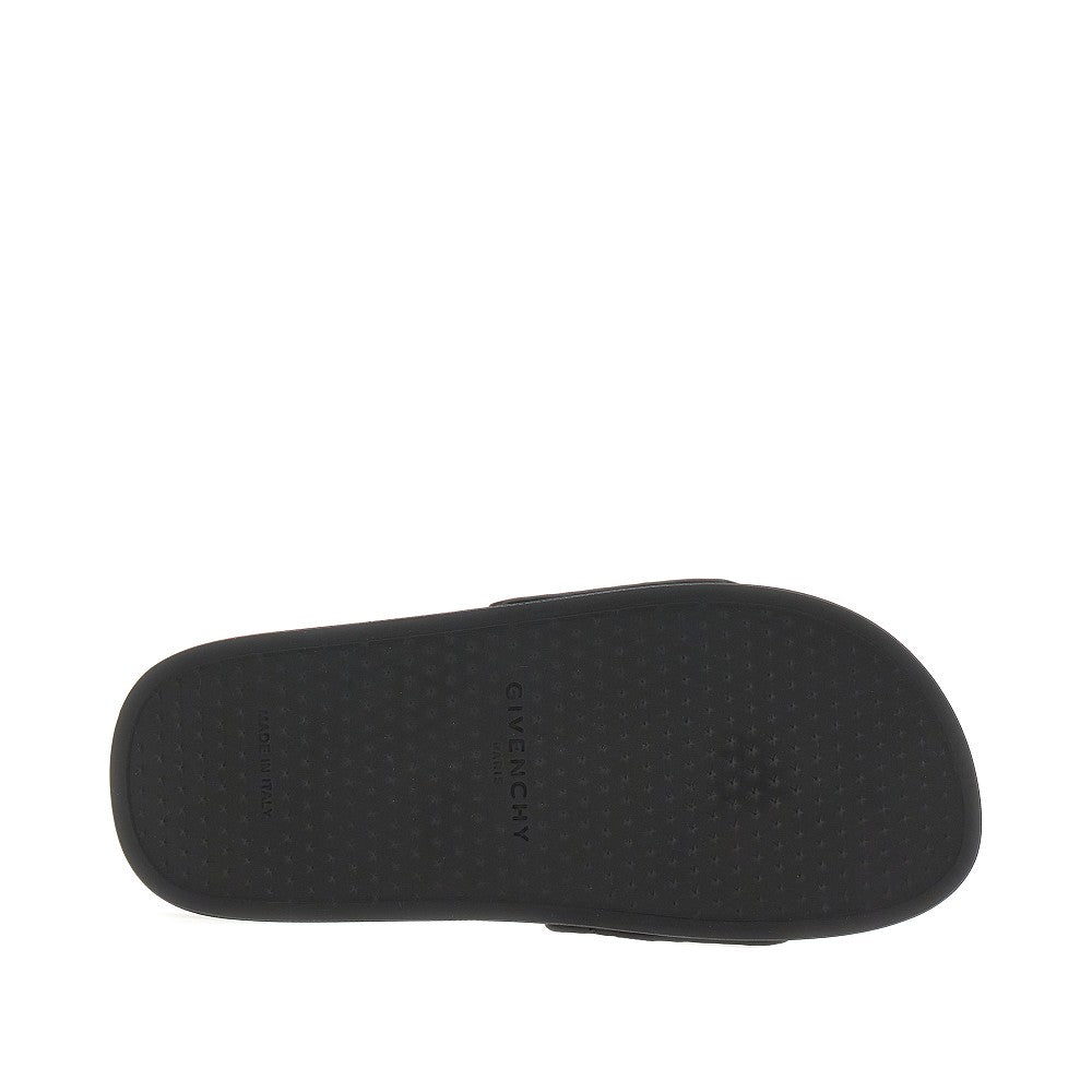 Raffia slides with logo embroidery