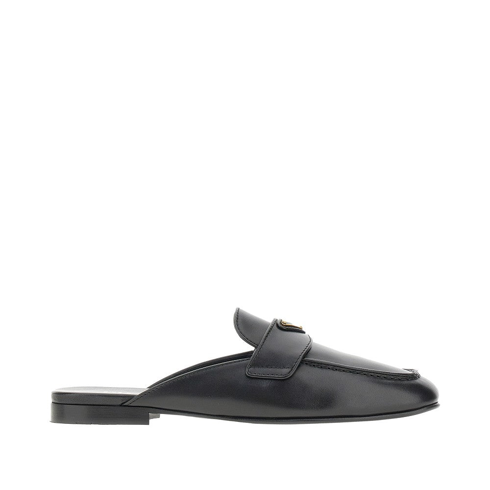 Leather sabot with triangle logo