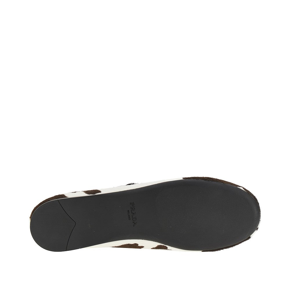 Calfhair ballet flats with cow motif