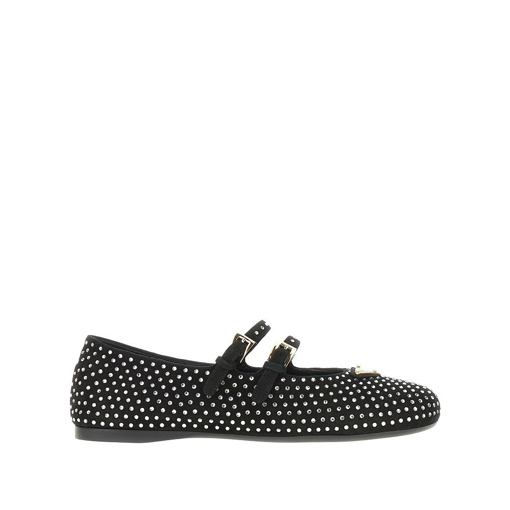 Ballerine in pelle scamosciata con strass