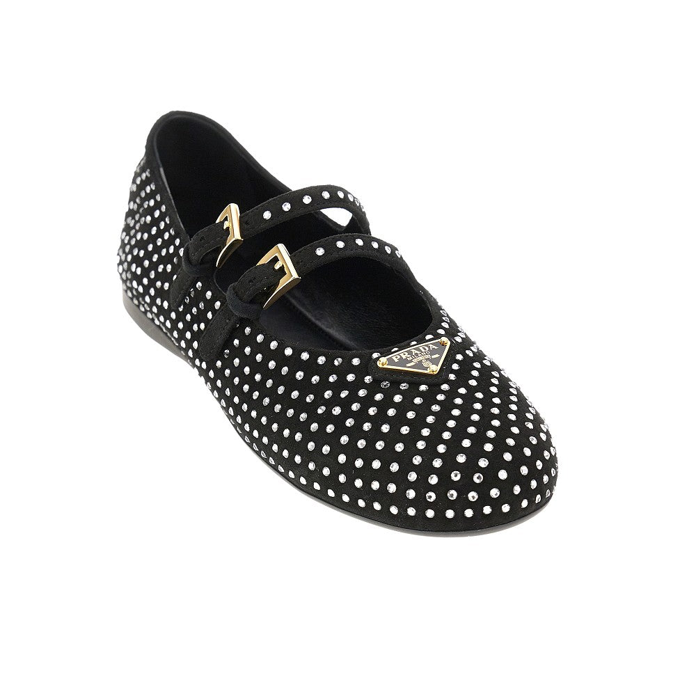 Ballerine in pelle scamosciata con strass