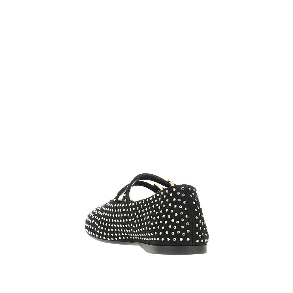 Ballerine in pelle scamosciata con strass