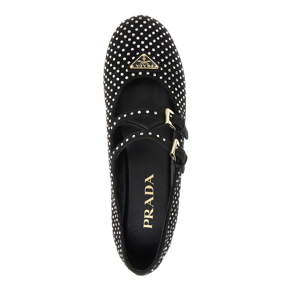 Ballerine in pelle scamosciata con strass