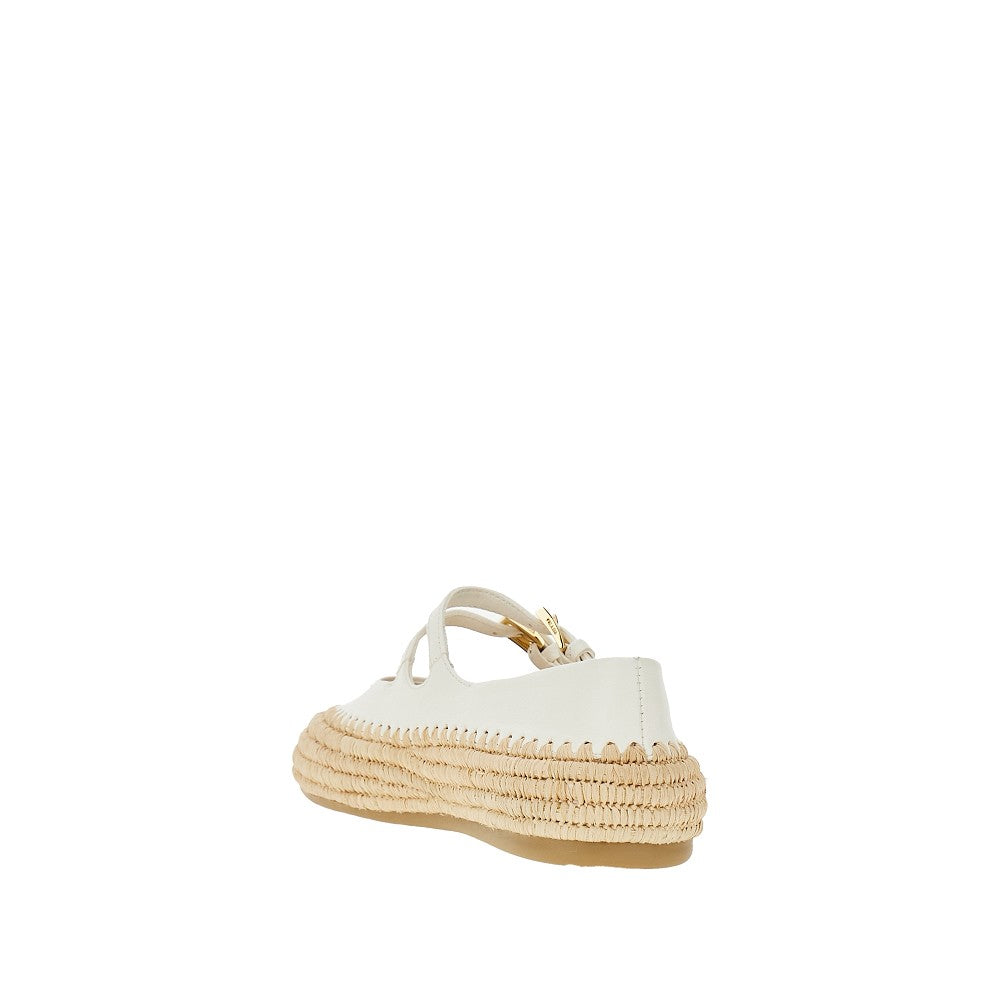 Ballerine in nappa e rafia