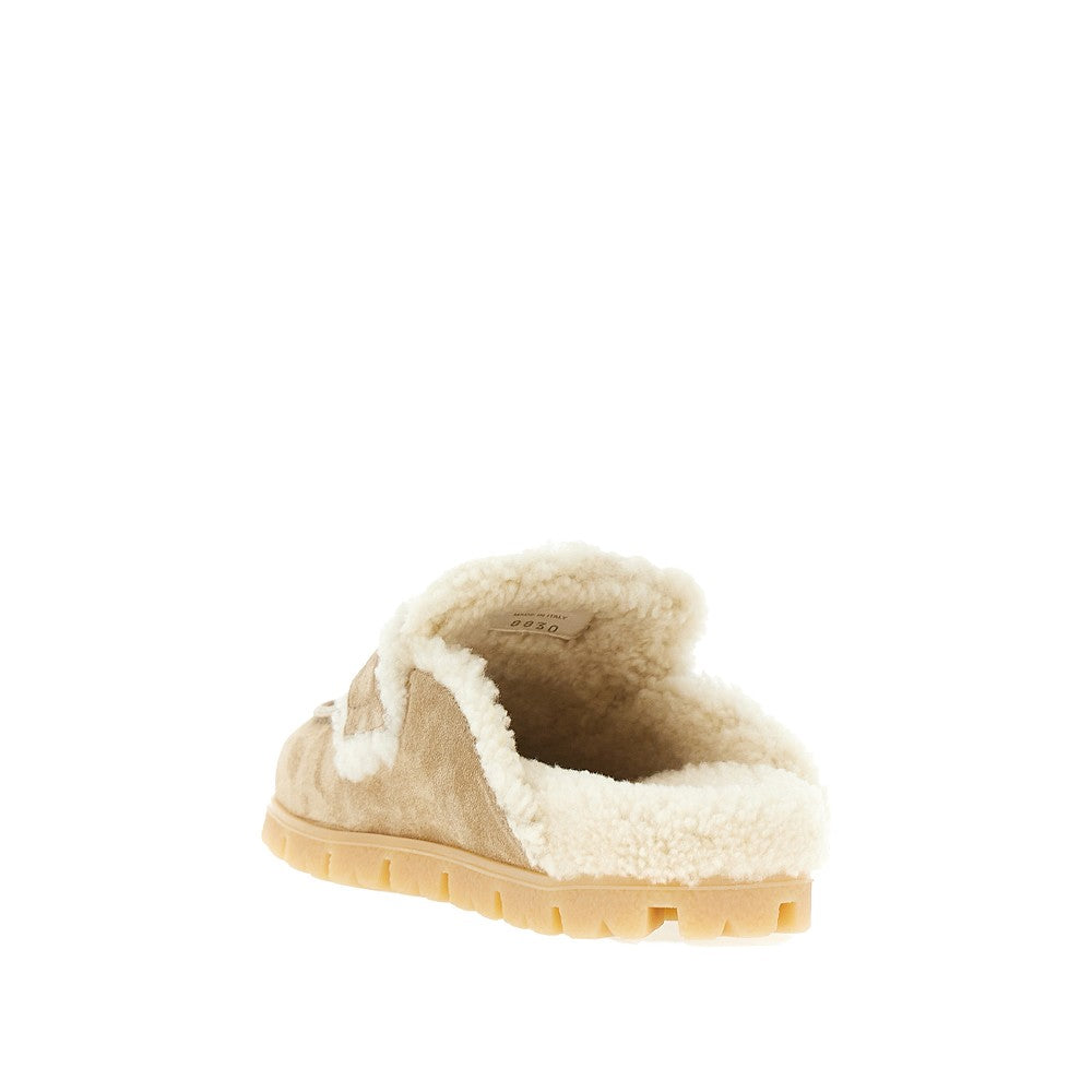 Sabot in pelle scamosciata e montone