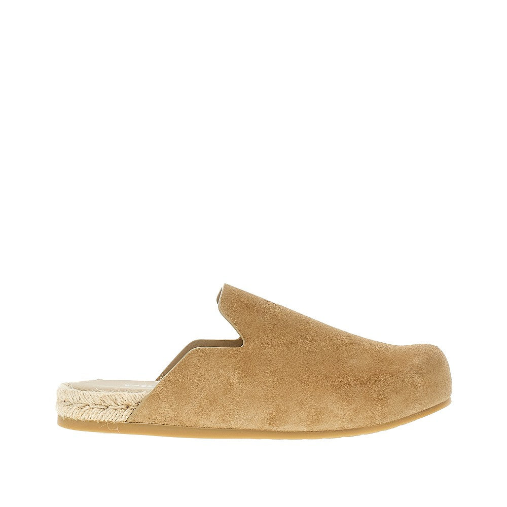 Mules in pelle scamosciata con base in corda