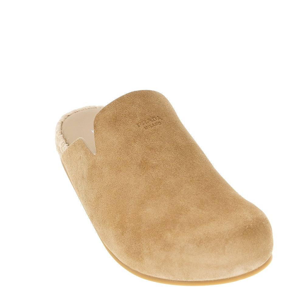 Mules in pelle scamosciata con base in corda