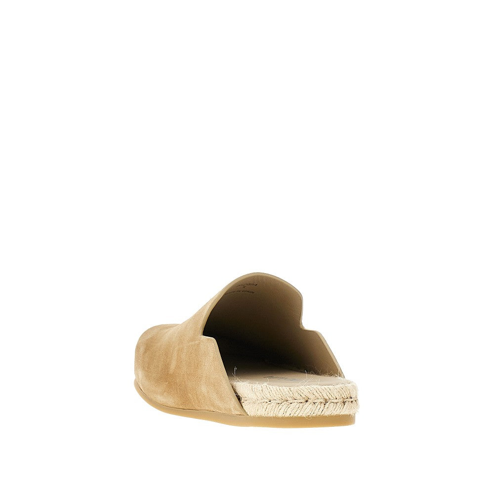 Mules in pelle scamosciata con base in corda