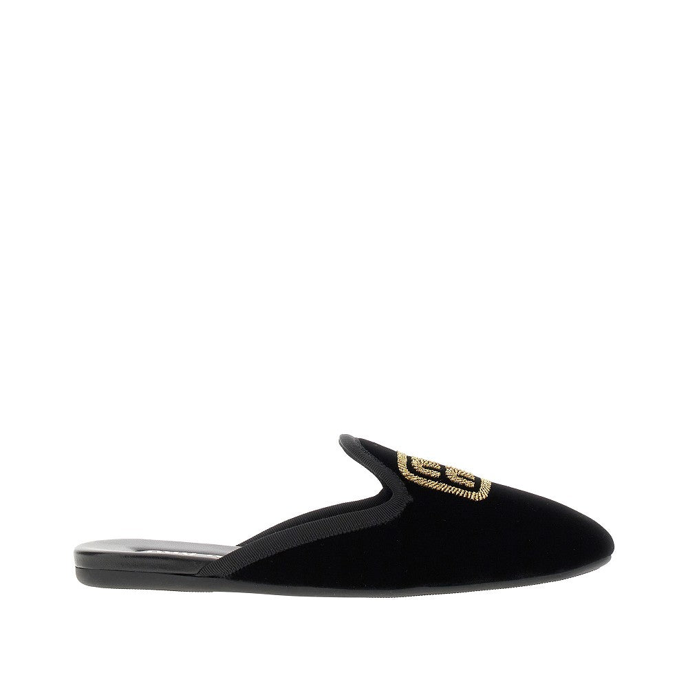 Mules in velluto con logo ricamato