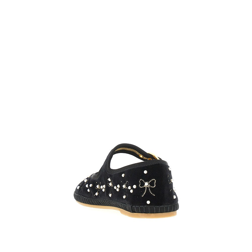 'Endouce' velvet Mary-Jane ballet flats