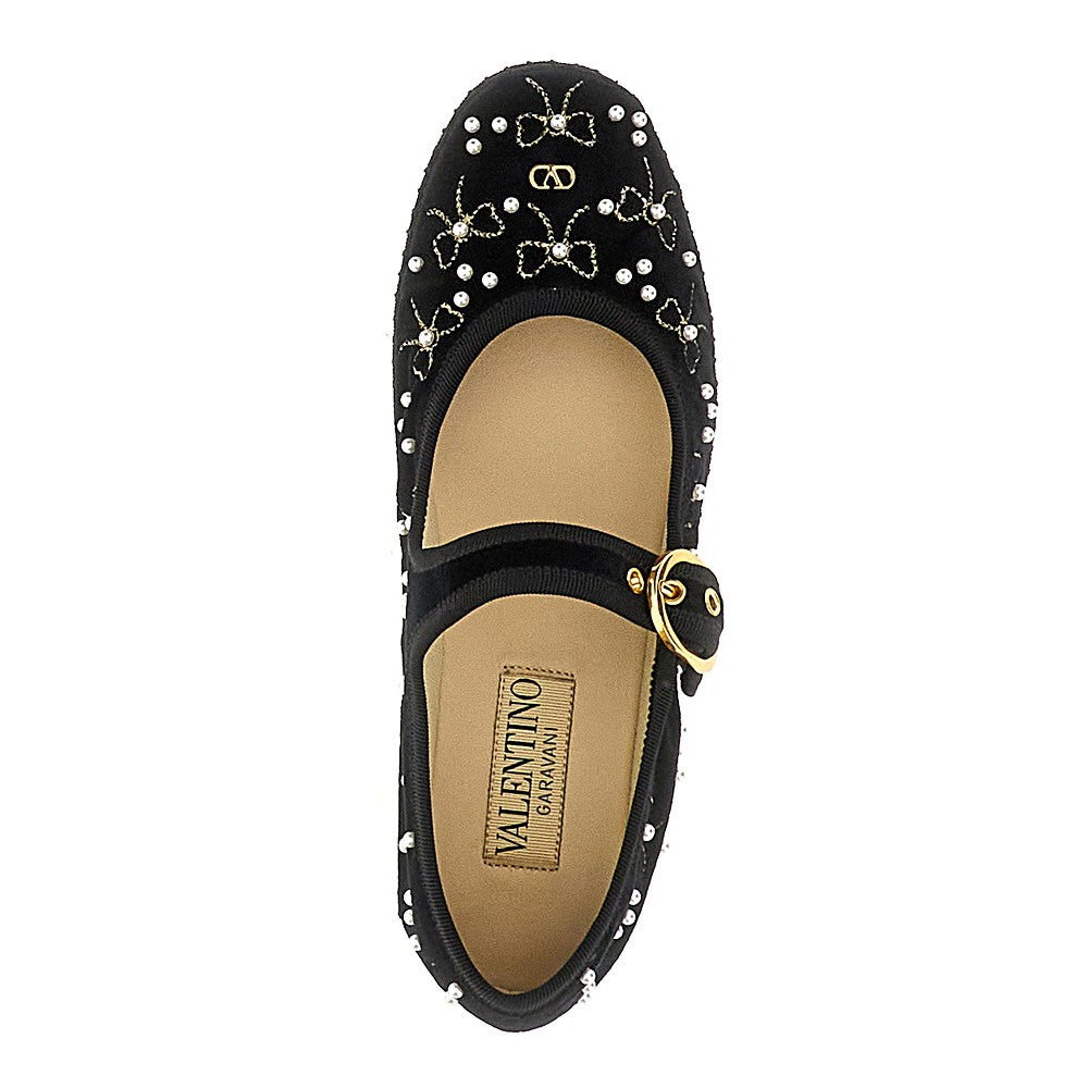 'Endouce' velvet Mary-Jane ballet flats