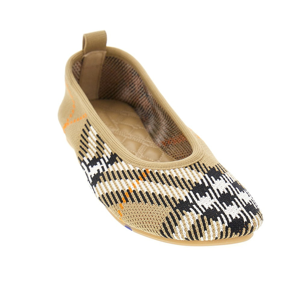 'Baby' Check knit ballerina flats