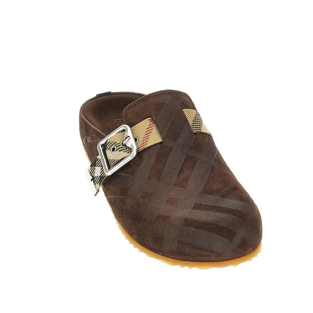 Check suede leather 'Urchin' clogs