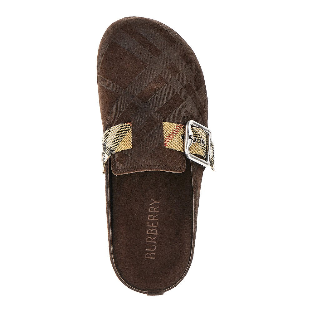 Check suede leather 'Urchin' clogs
