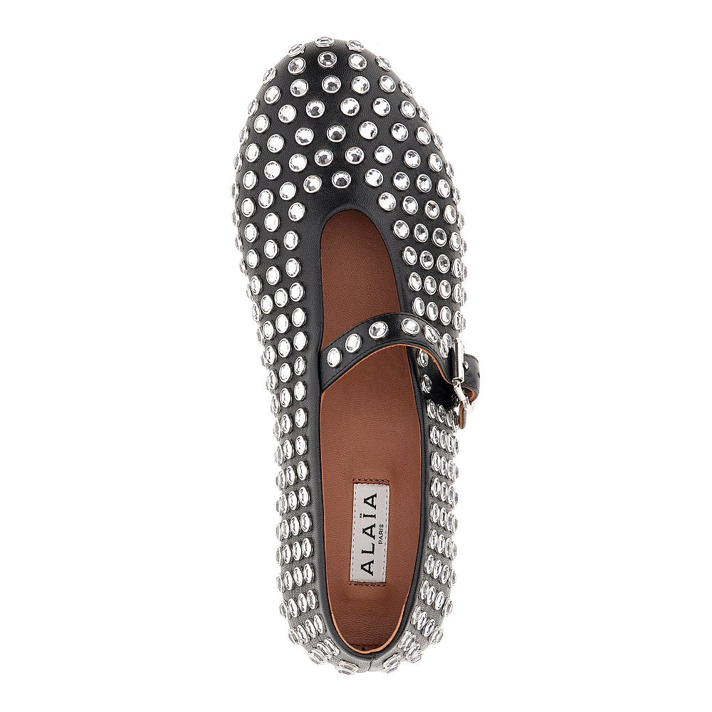 Ballerine in pelle con strass