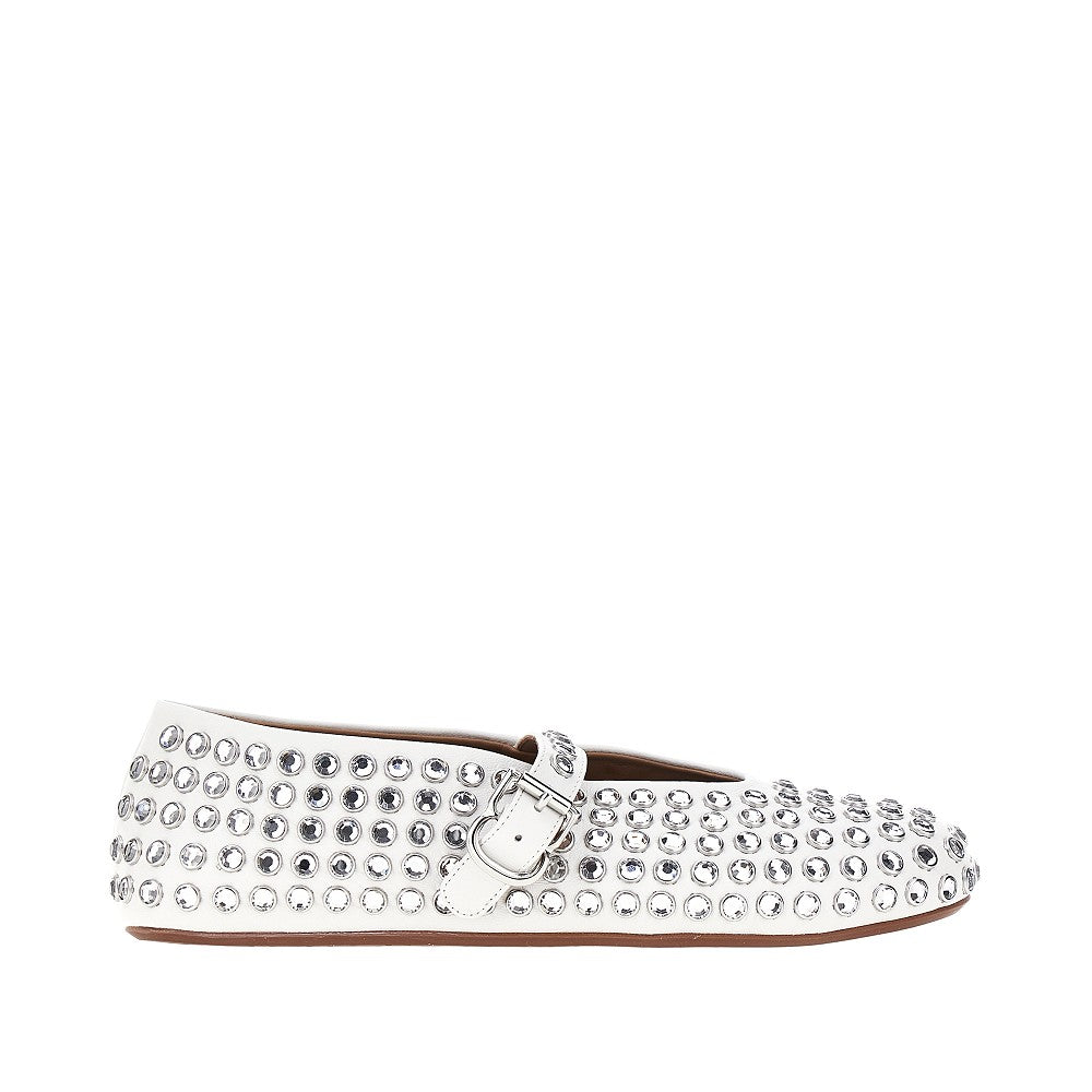 Ballerine in pelle con strass