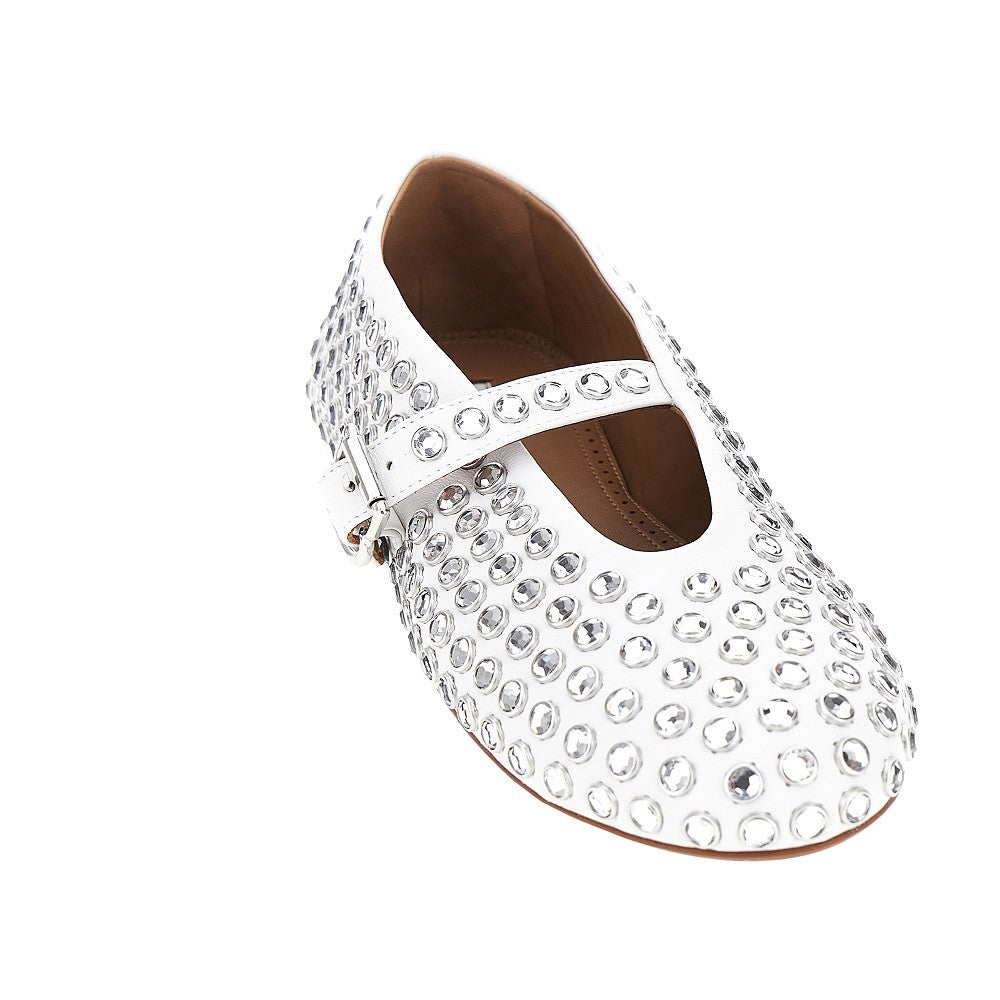 Ballerine in pelle con strass