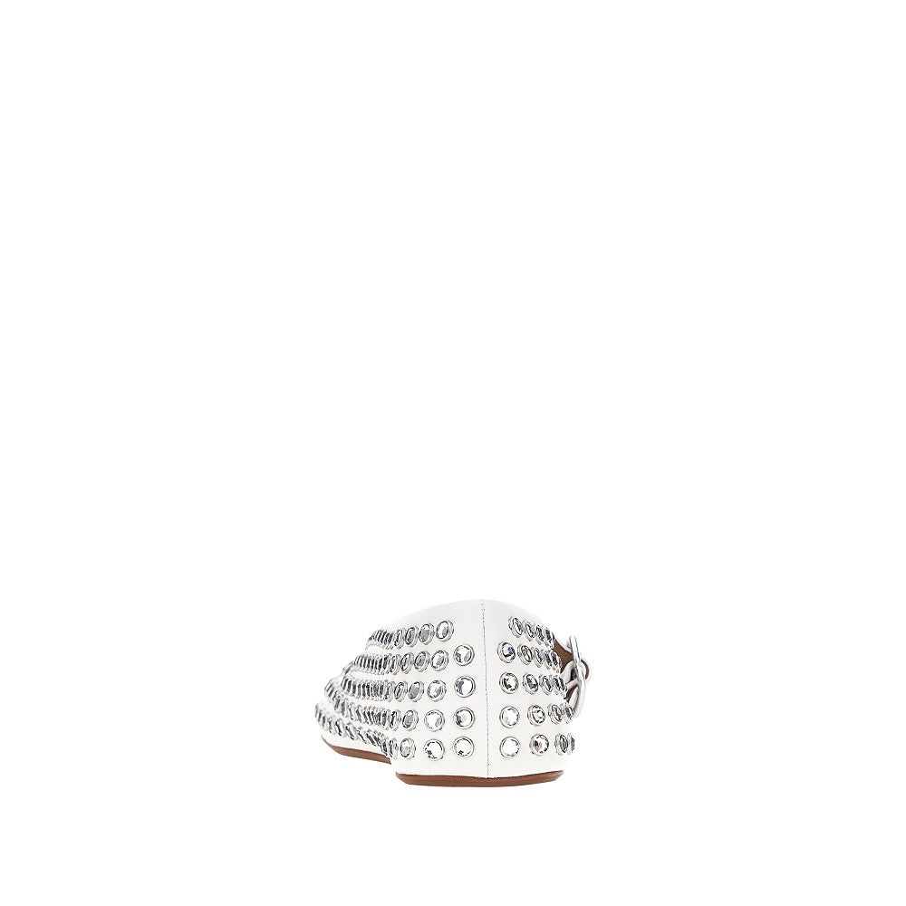 Ballerine in pelle con strass