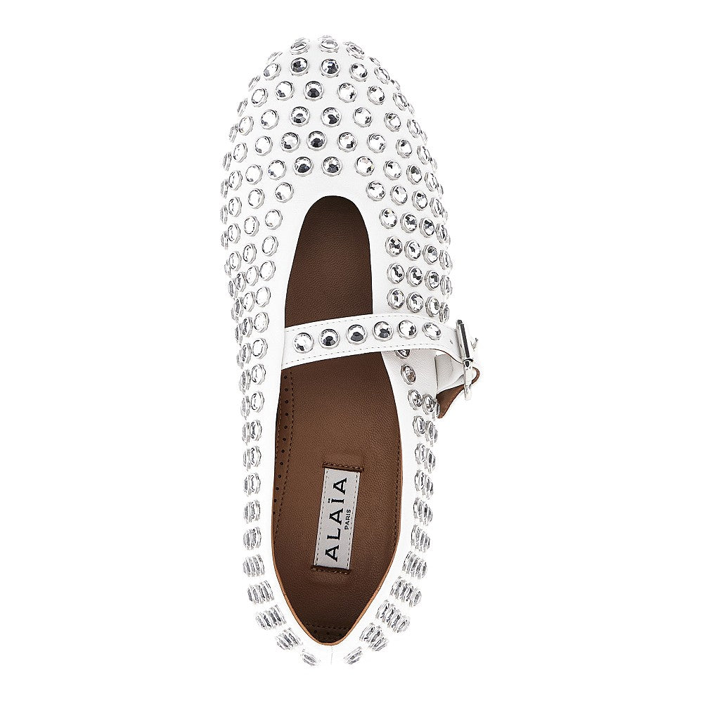 Ballerine in pelle con strass