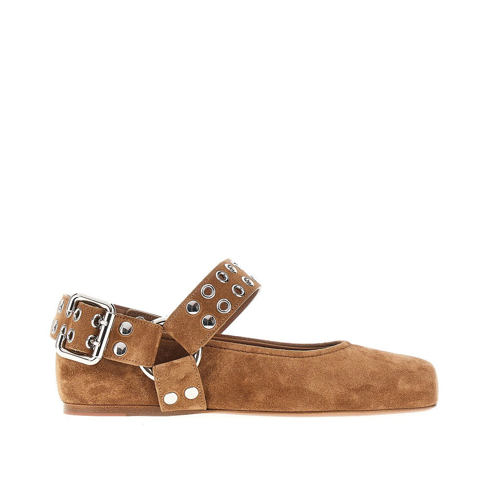 Ballerine 'Biker' in pelle scamosciata
