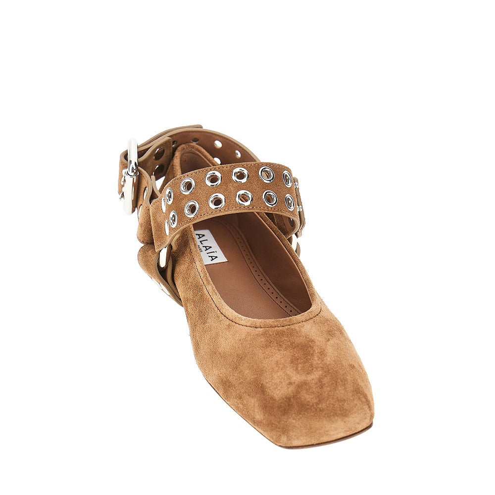 Ballerine 'Biker' in pelle scamosciata