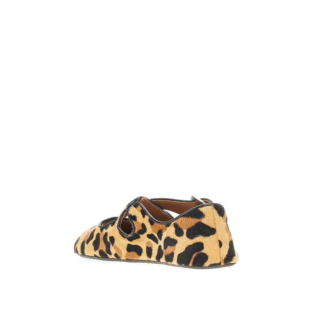 Haircalf criss-cross ballerinas