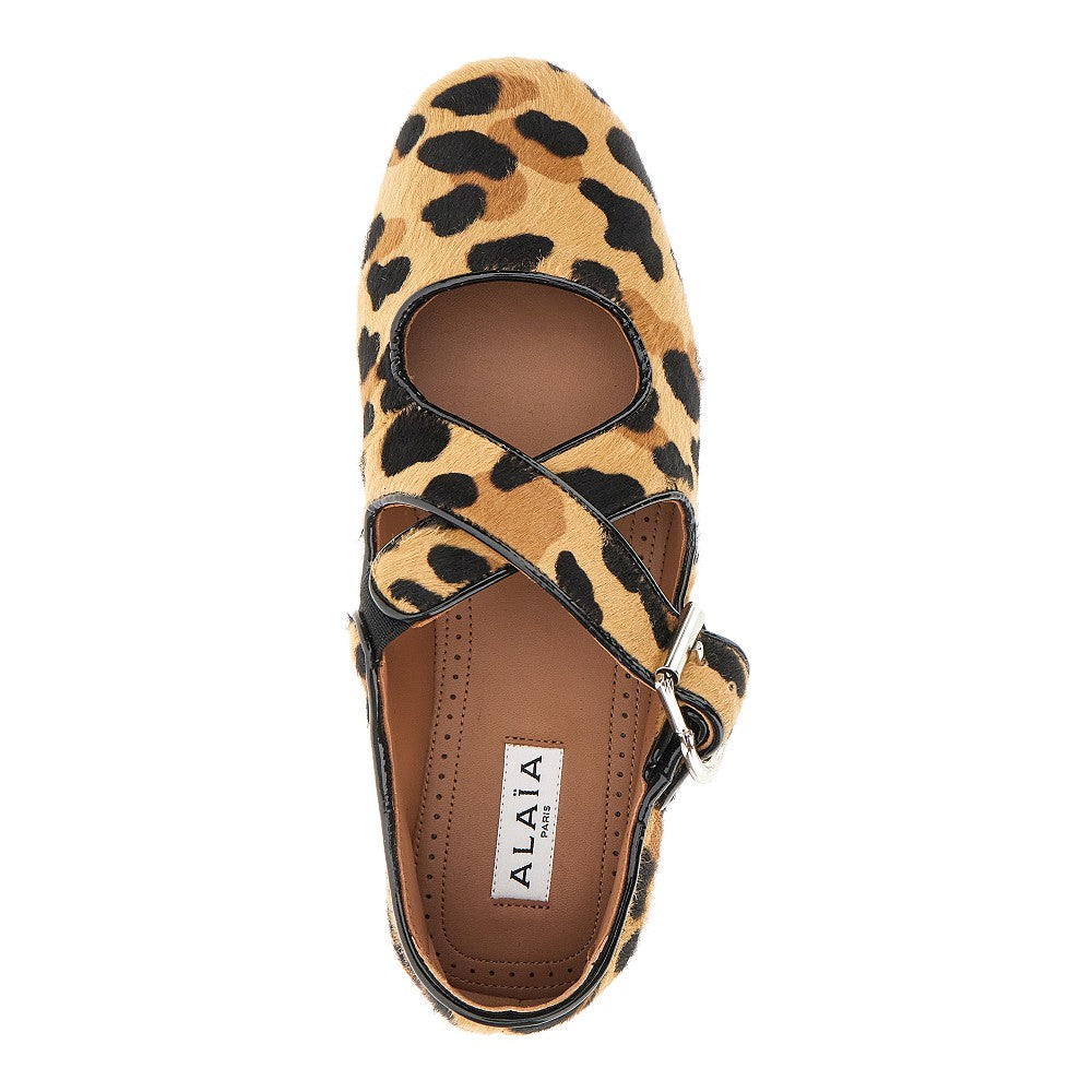 Haircalf criss-cross ballerinas