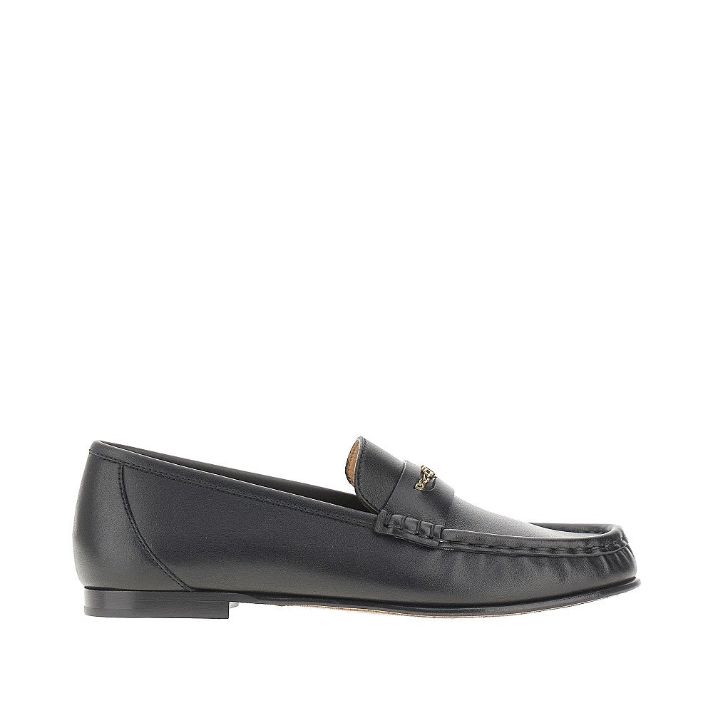 Leather loafers with logo