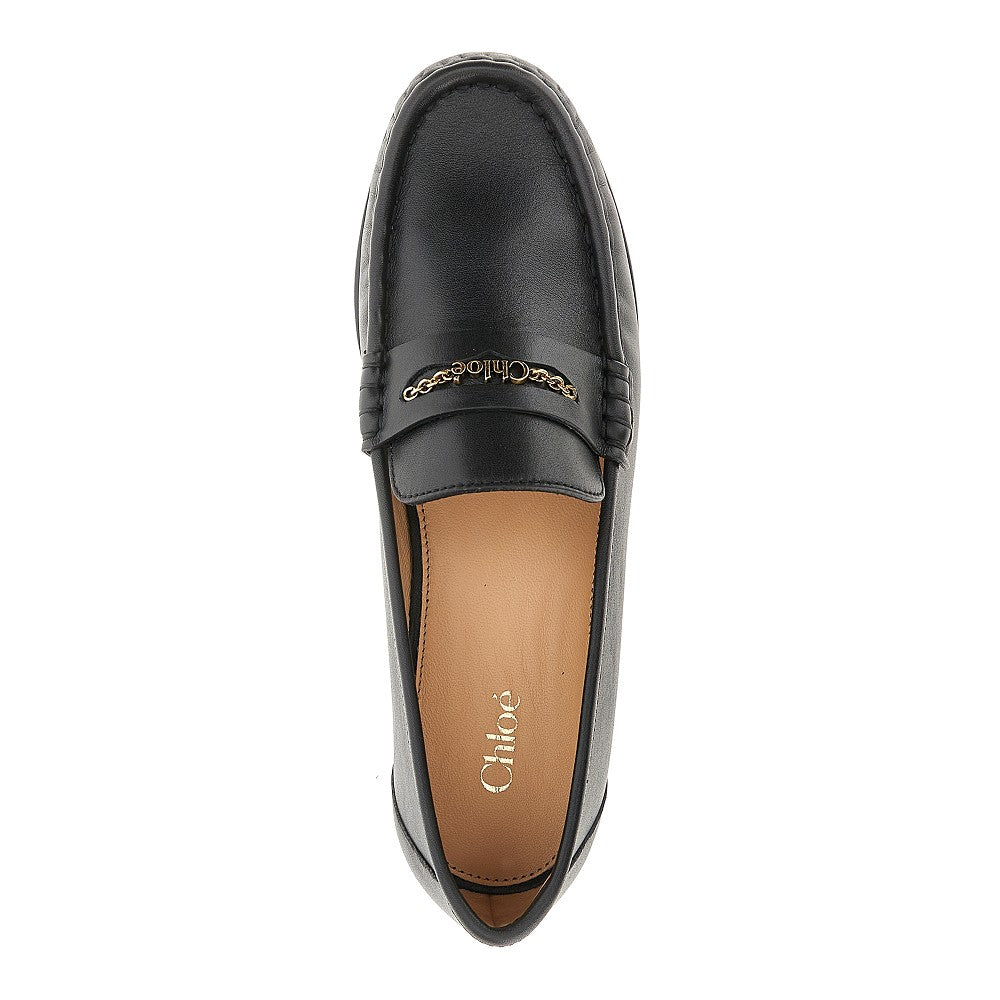 Leather loafers with logo
