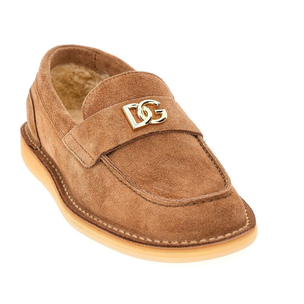 Suede leather loafers with DG logo