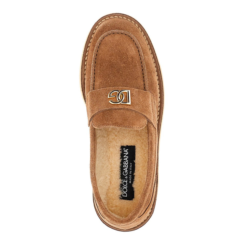 Suede leather loafers with DG logo