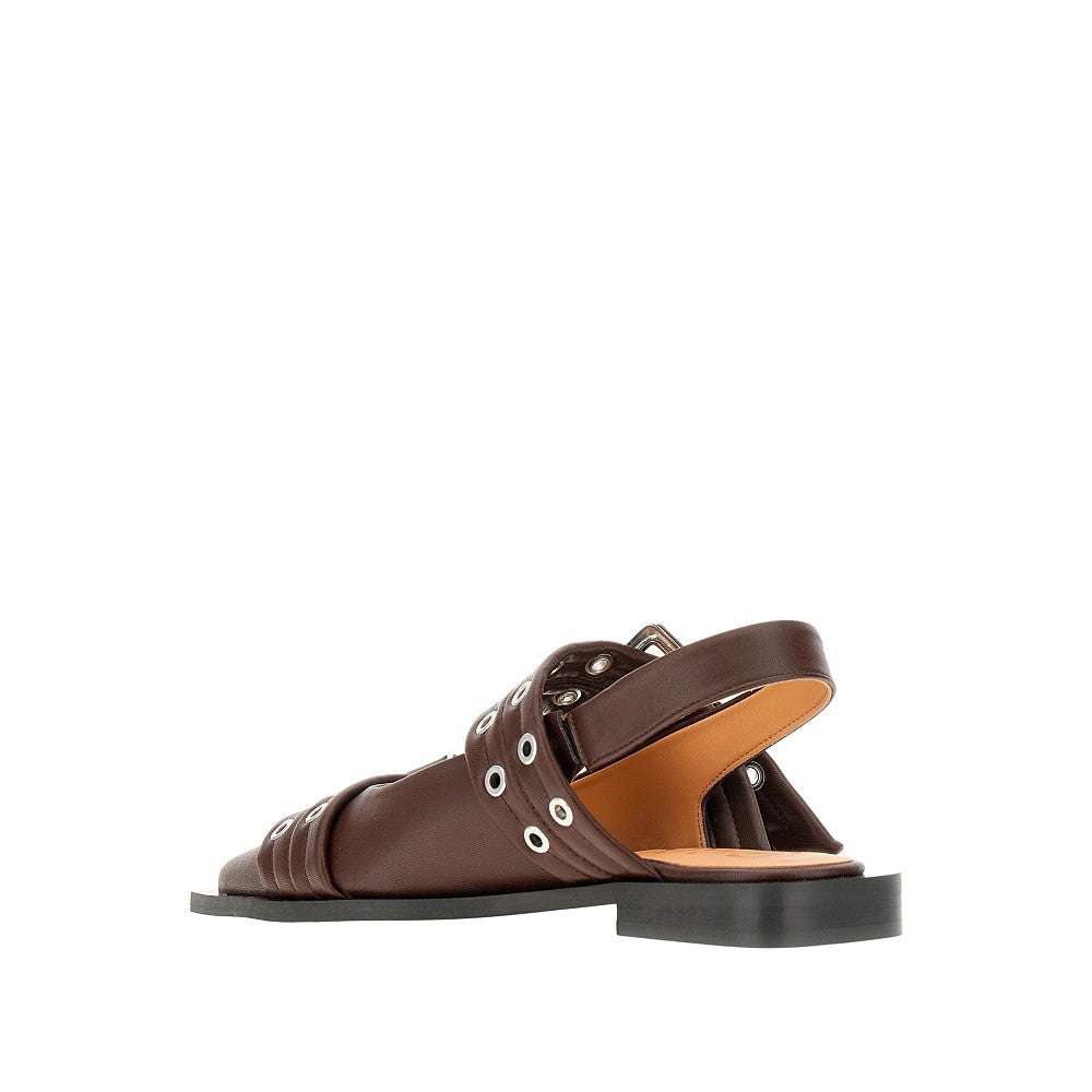 Recycled leather ballerinas with buckles