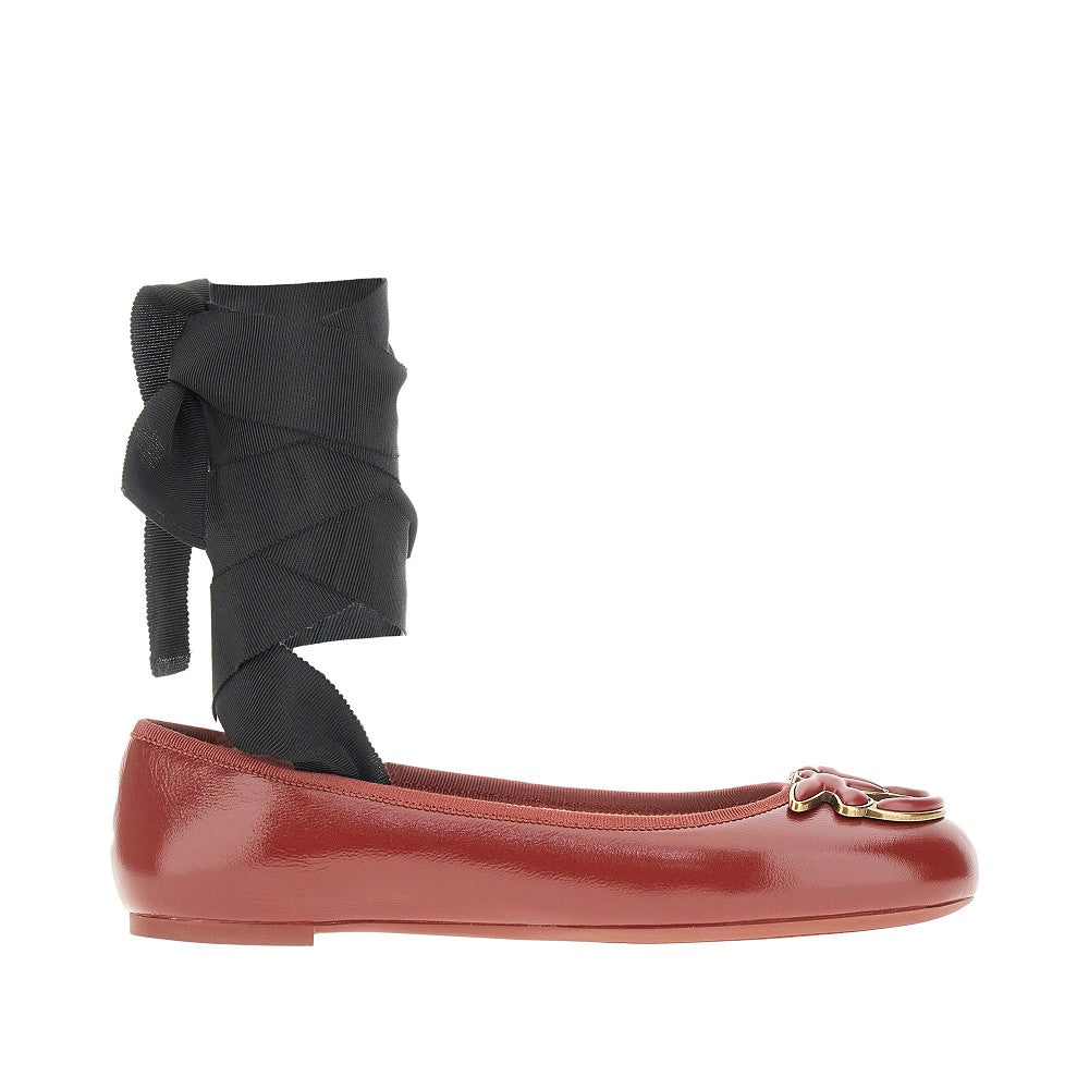 Nappa leather ballerinas with ribbons