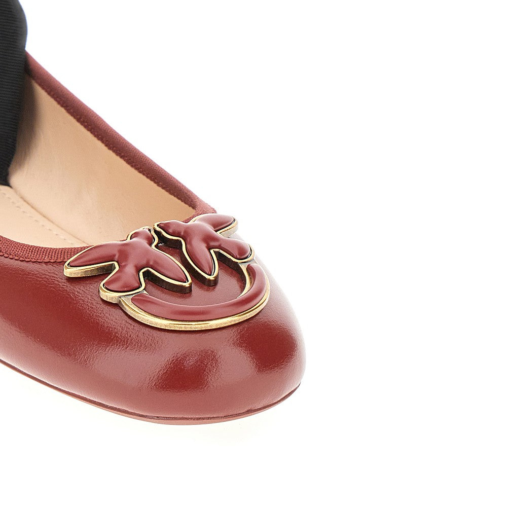 Nappa leather ballerinas with ribbons