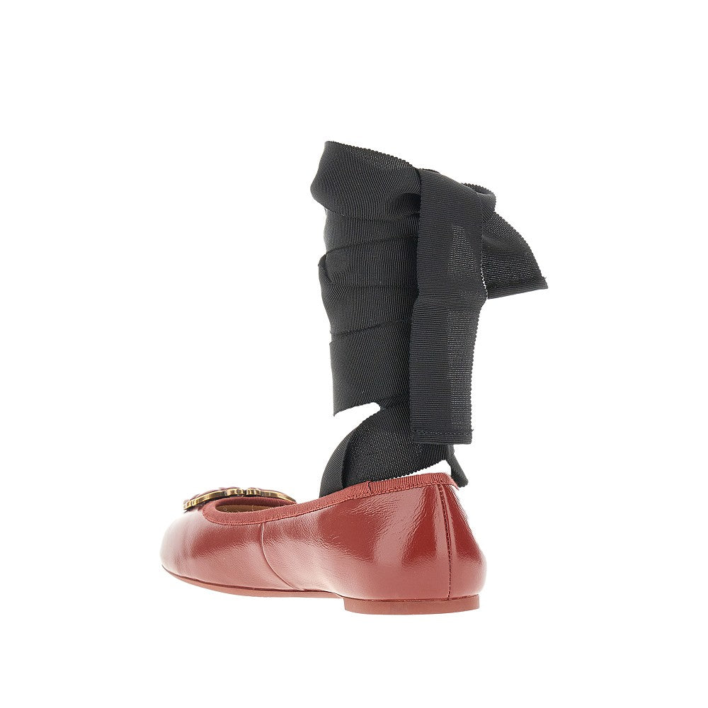 Nappa leather ballerinas with ribbons