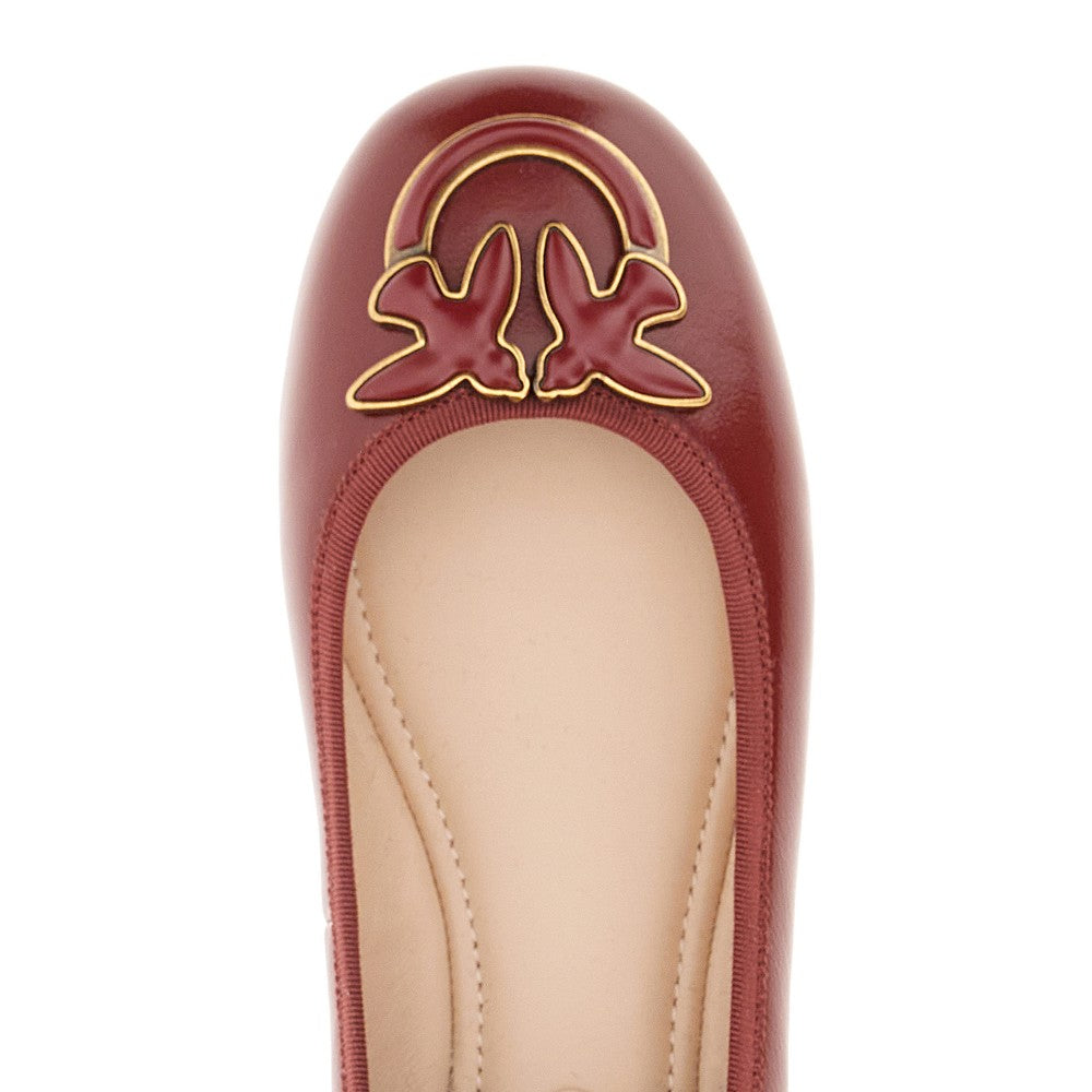 Nappa leather ballerinas with ribbons