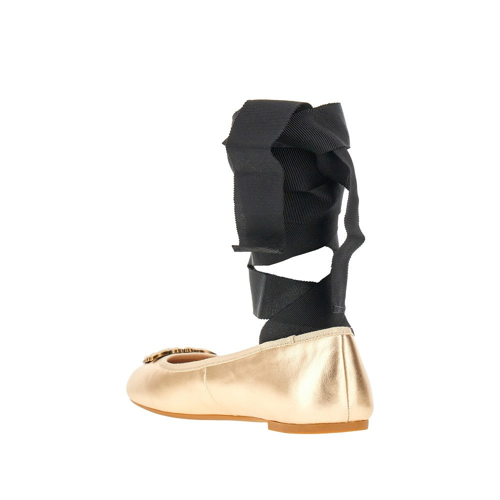 Ballerine in pelle con nastri removibili