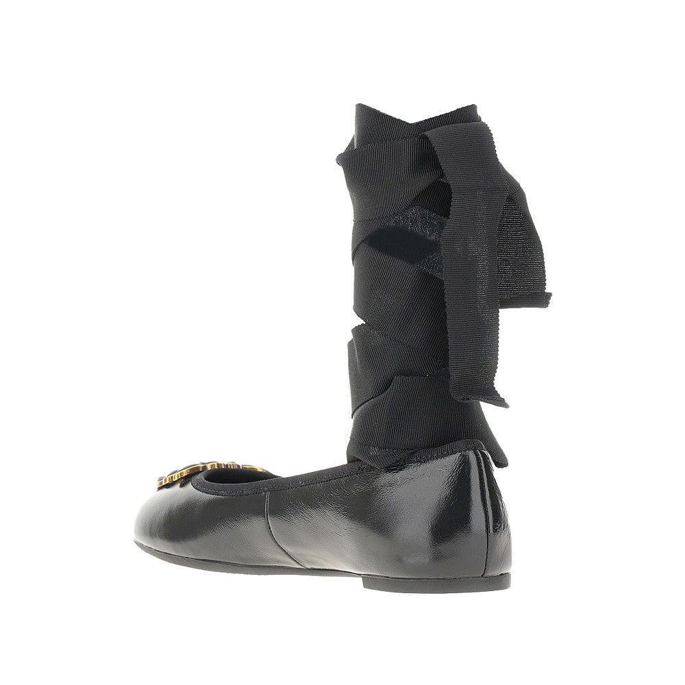 Nappa leather ballerinas with ribbons