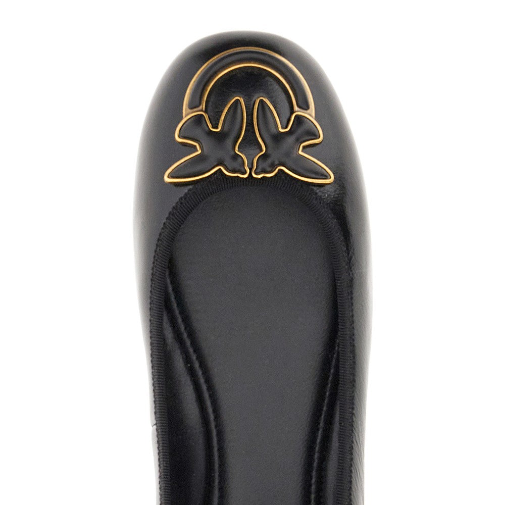 Nappa leather ballerinas with ribbons