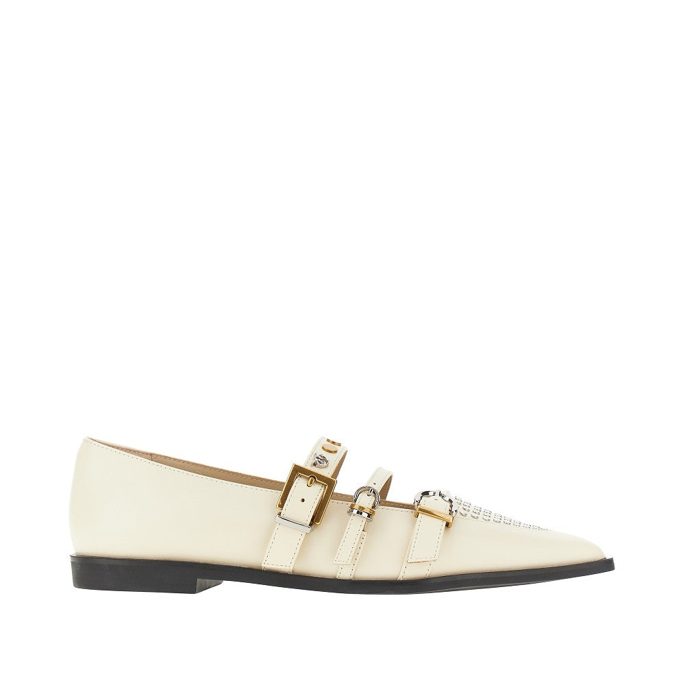 Studded leather ballet flats