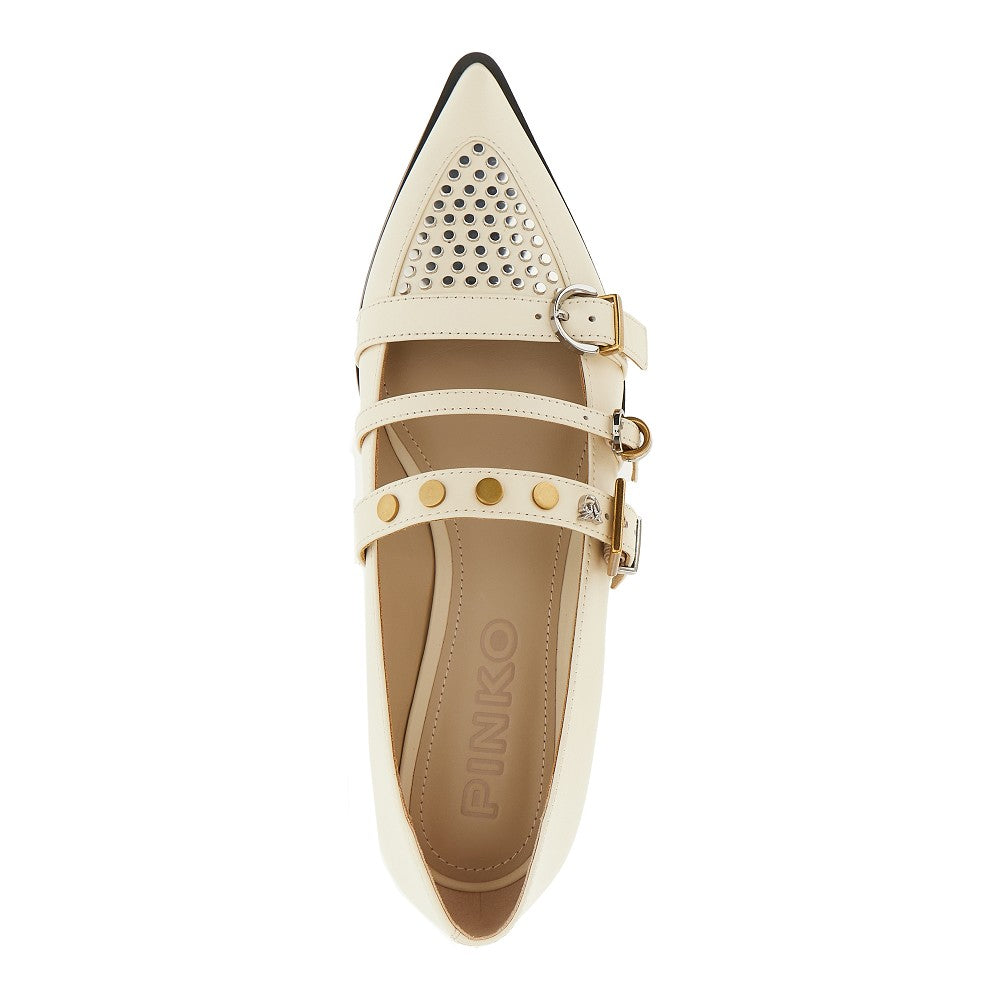 Studded leather ballet flats