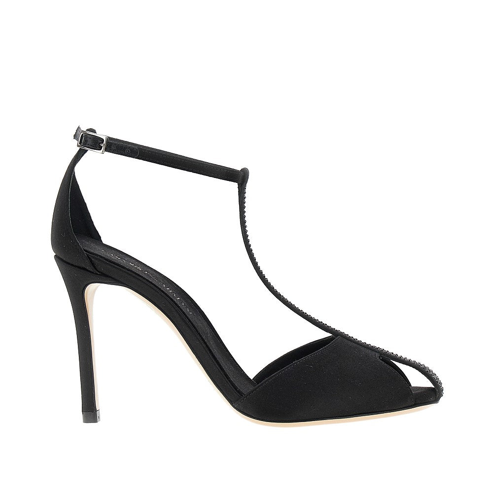 Satin T-bar heeled sandals