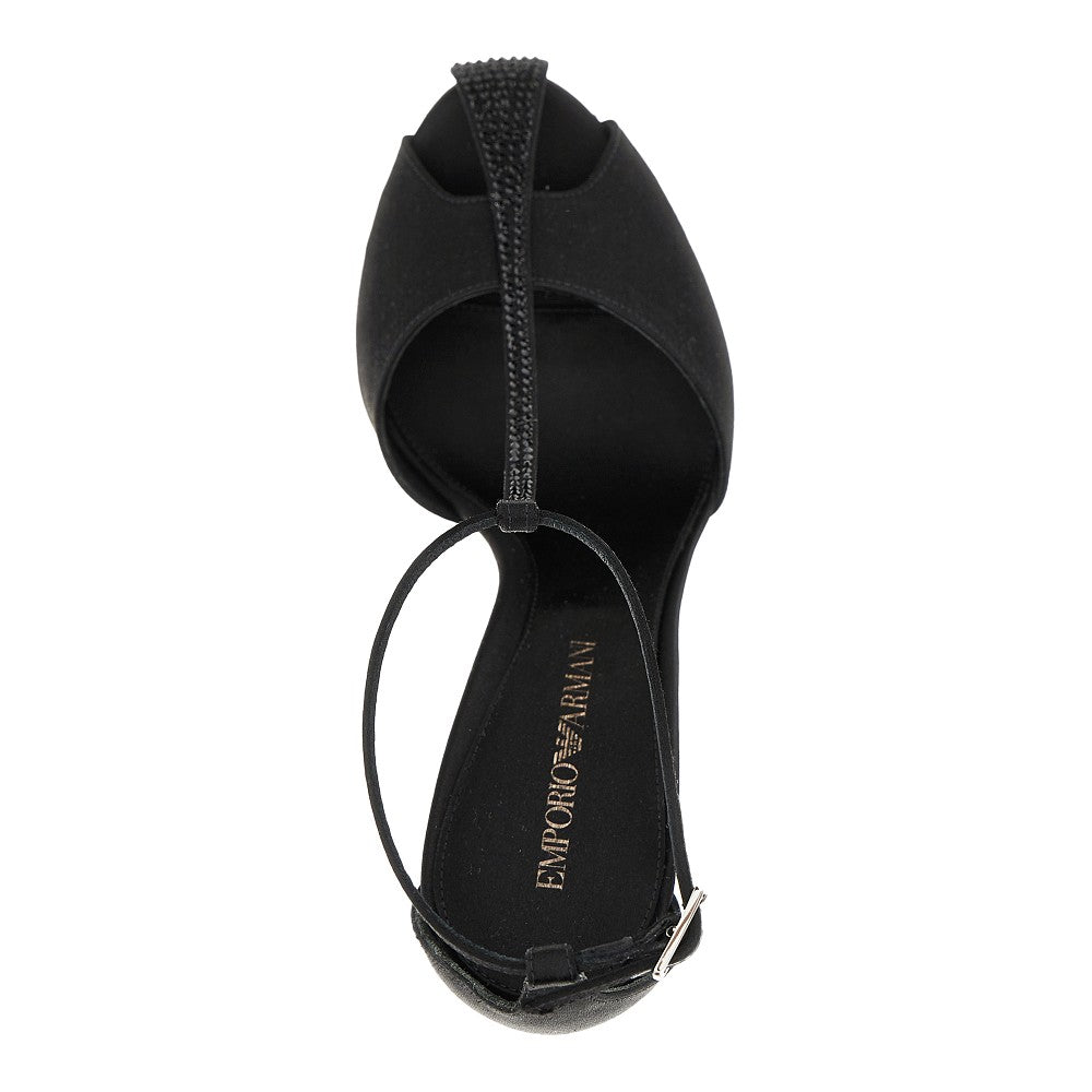 Satin T-bar heeled sandals