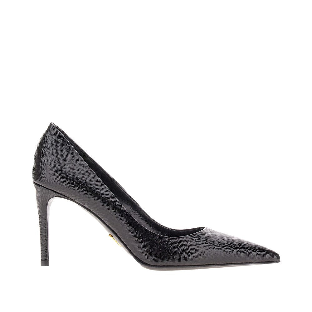 Saffiano print patent leather pumps